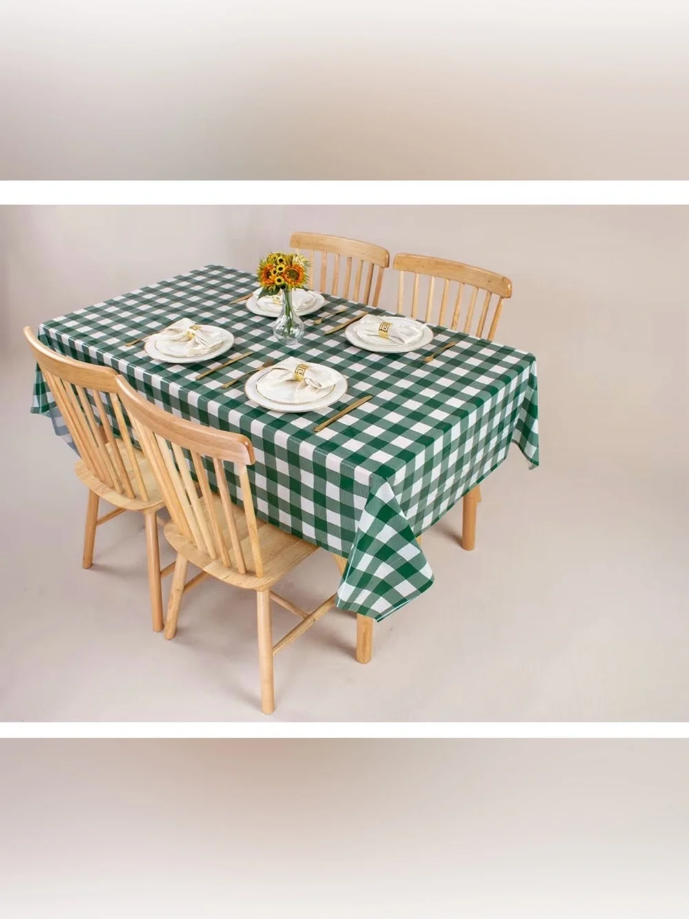 Green & White Checkered Table Cover